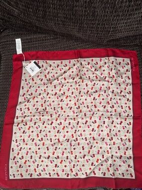 Coach Kids Cherry Print Square Scarf in Red and Cream